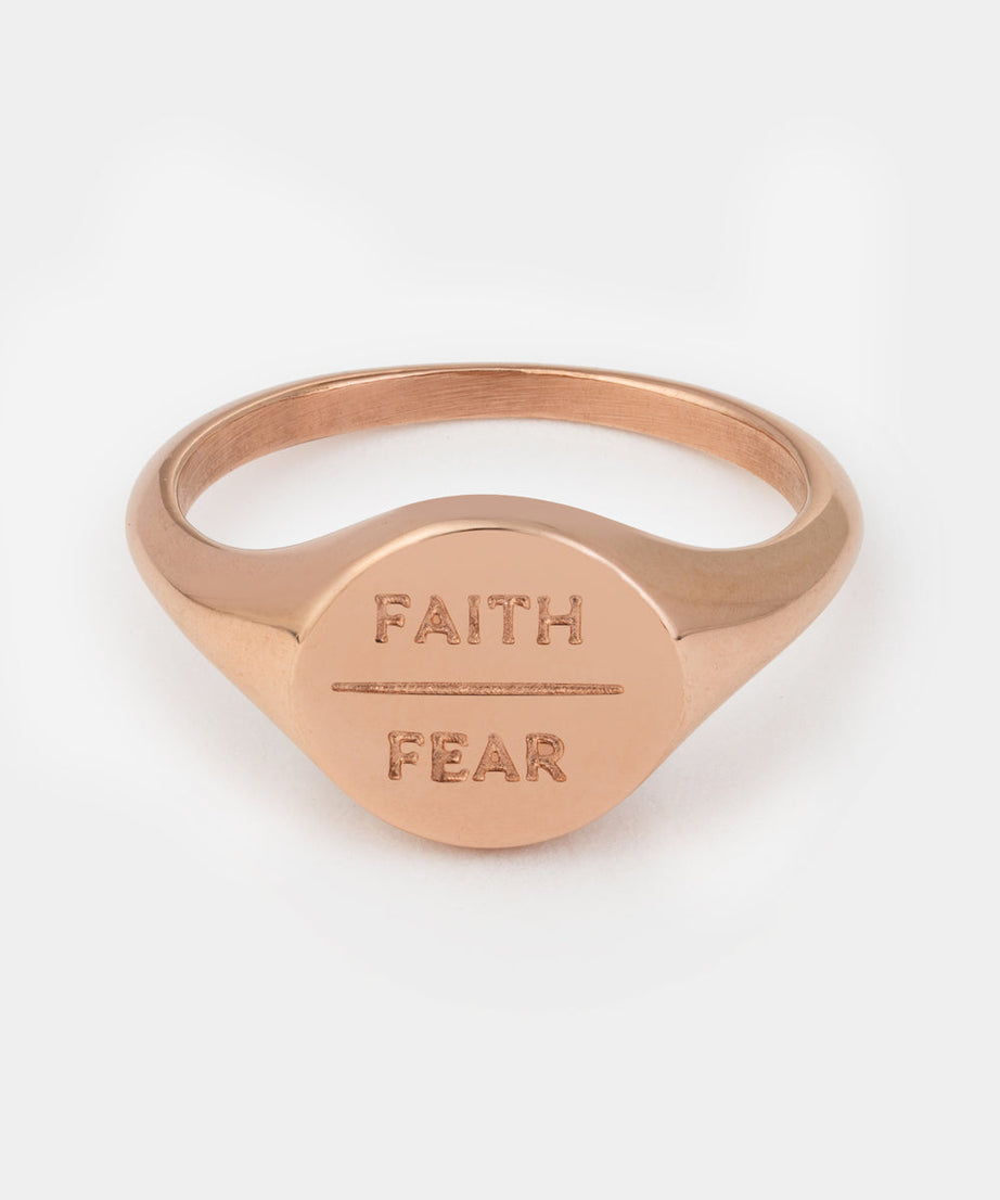 Rose Gold Faith Over Fear Ring