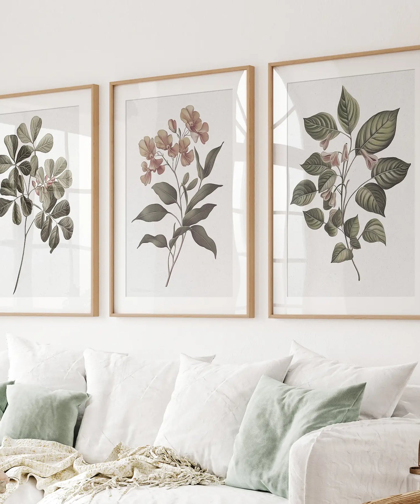 Rustic Botanical Wall Art. Vintage Flowers Prints
