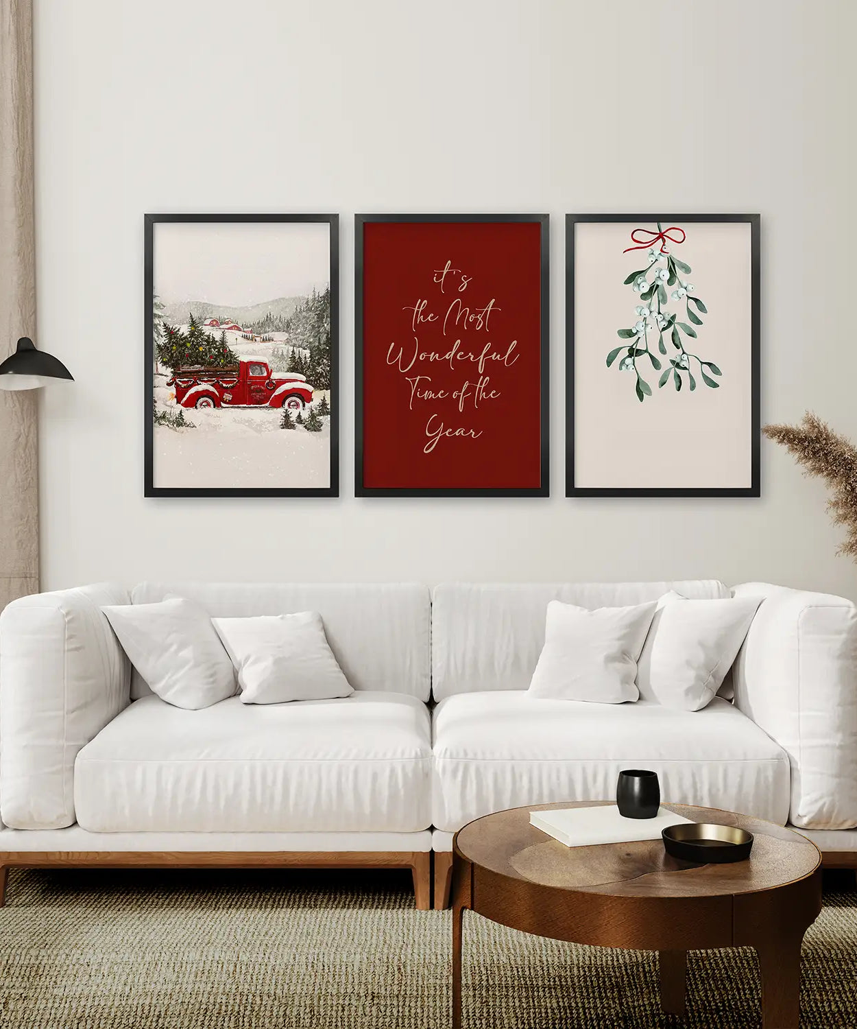 Winterliche Feiertagslandschaft 3er-Set Wandkunst