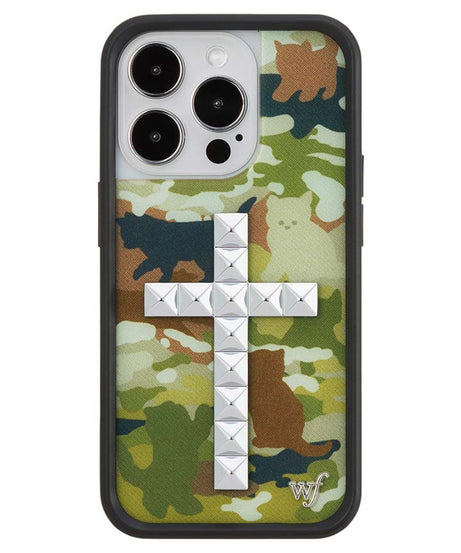 Stud Cross Cat Camo iPhone Case
