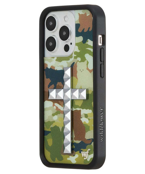 Stud Cross Cat Camo iPhone Case