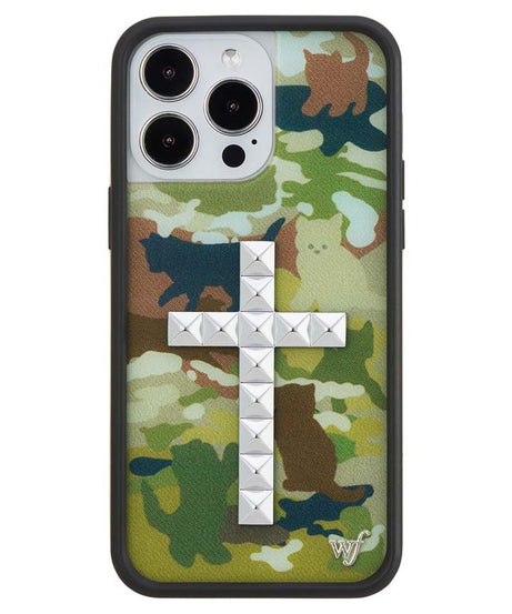 Stud Cross Cat Camo iPhone Case