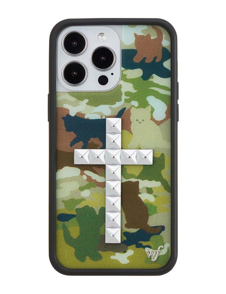 Stud Cross Cat Camo iPhone Case