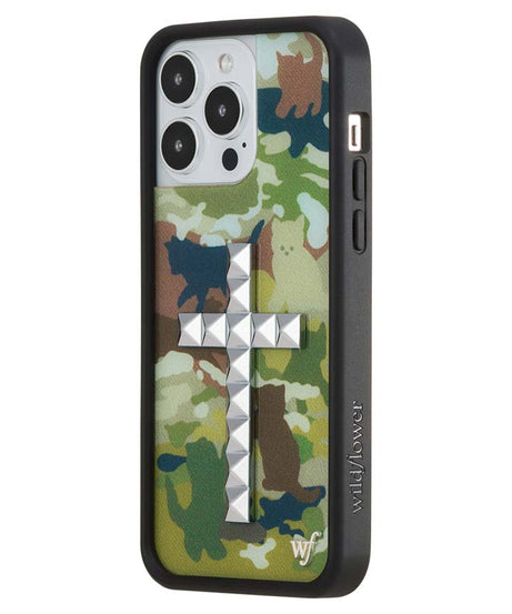 Stud Cross Cat Camo iPhone Case