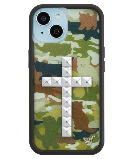 Stud Cross Cat Camo iPhone Case
