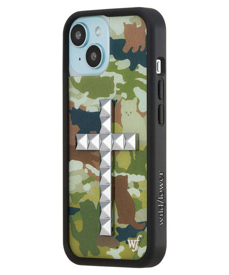 Stud Cross Cat Camo iPhone Case