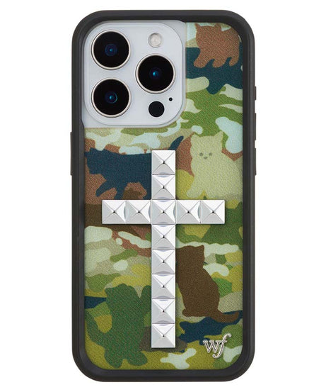 Stud Cross Cat Camo iPhone Case