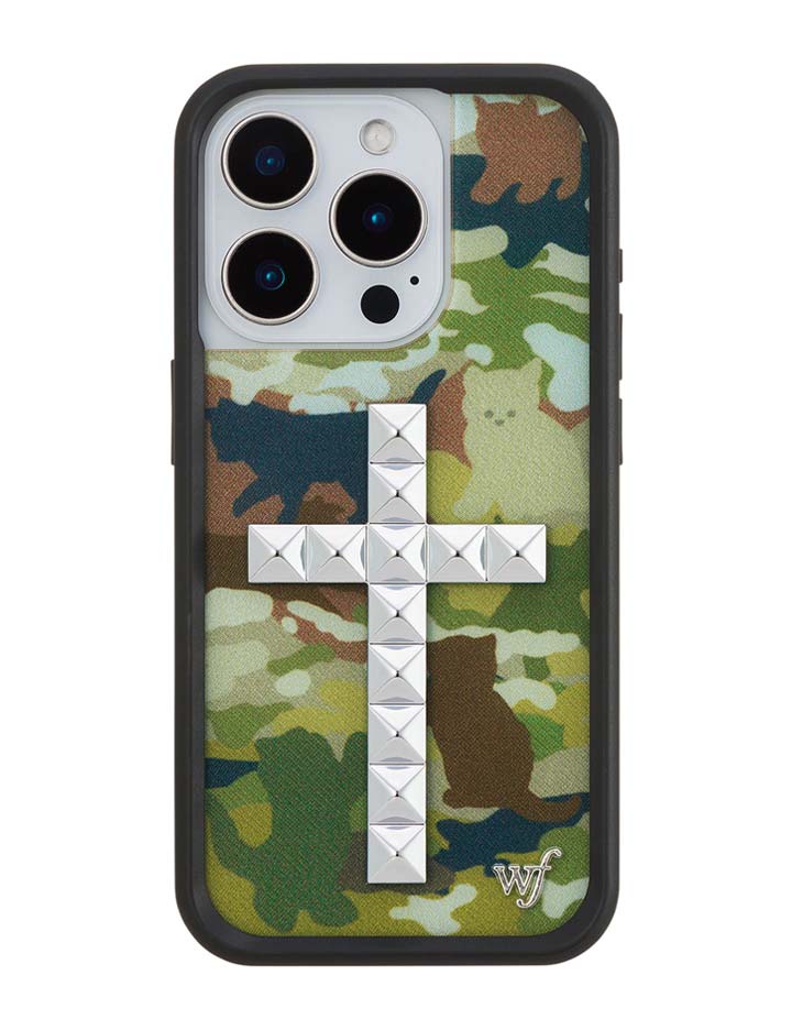 Stud Cross Cat Camo iPhone Case