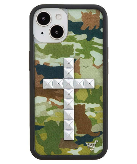 Stud Cross Cat Camo iPhone Case
