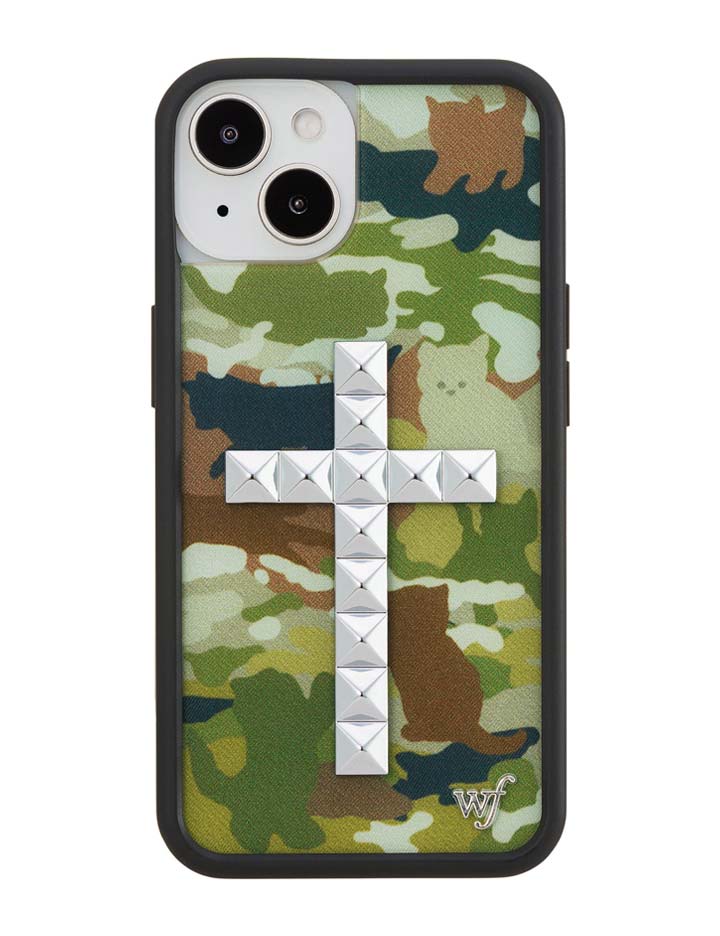 Stud Cross Cat Camo iPhone Case