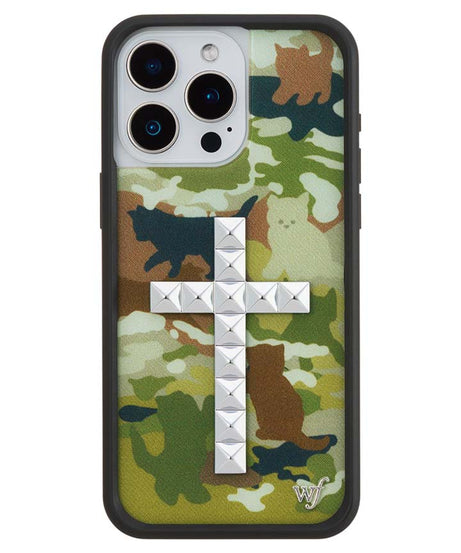 Stud Cross Cat Camo iPhone Case