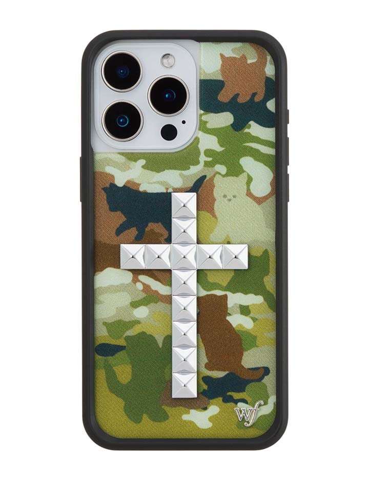 Stud Cross Cat Camo iPhone Case