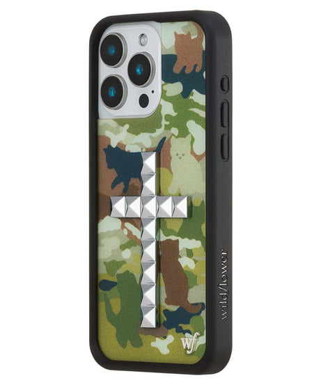 Stud Cross Cat Camo iPhone Case