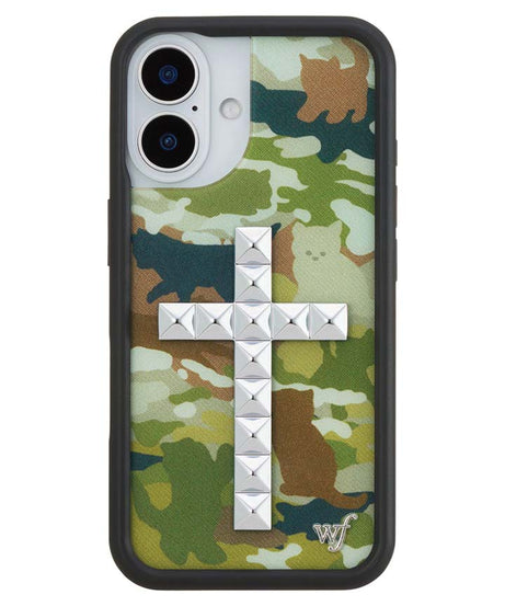 Stud Cross Cat Camo iPhone Case