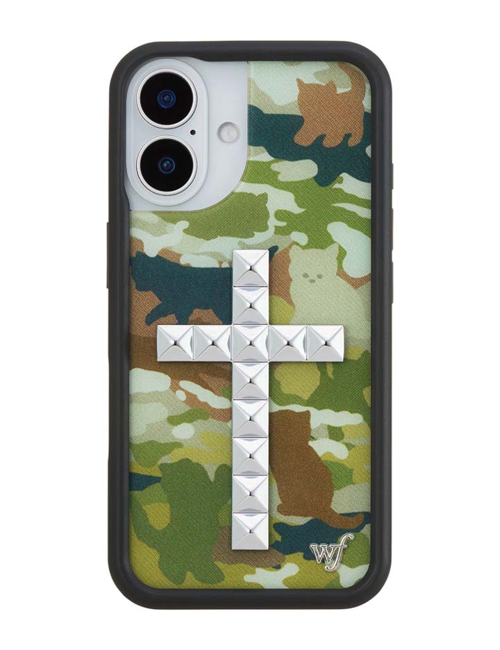 Stud Cross Cat Camo iPhone Case