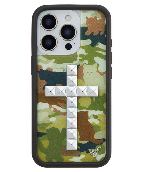 Stud Cross Cat Camo iPhone Case