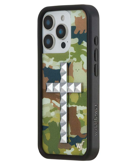 Stud Cross Cat Camo iPhone Case