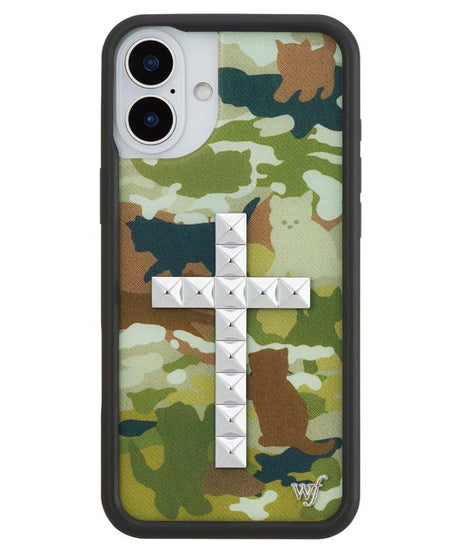 Stud Cross Cat Camo iPhone Case