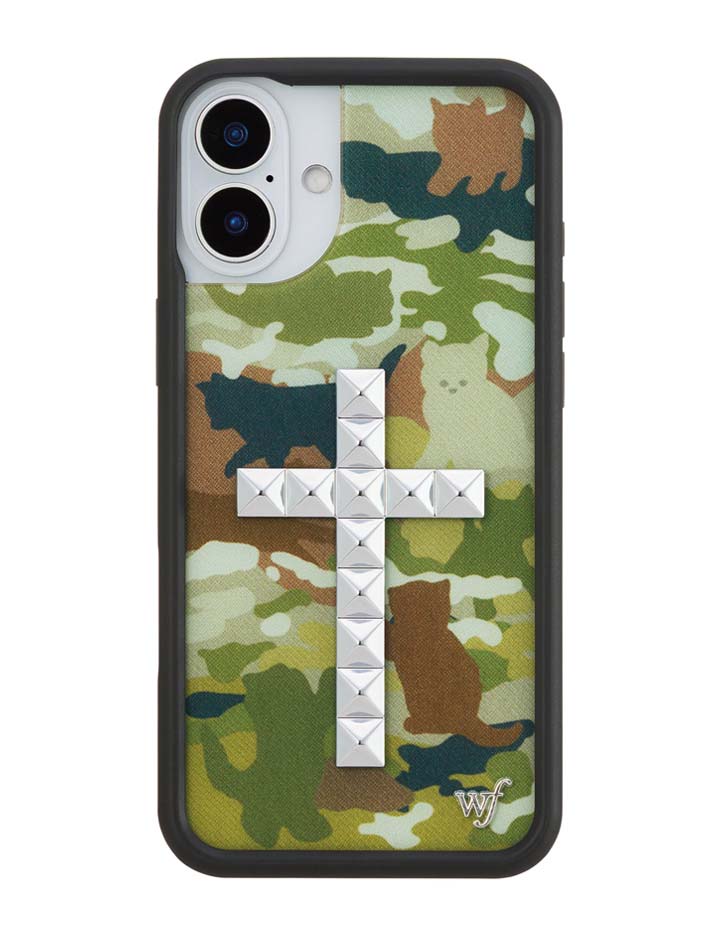 Stud Cross Cat Camo iPhone Case
