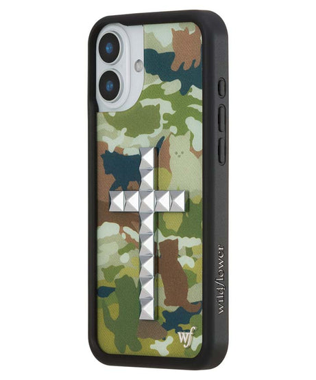 Stud Cross Cat Camo iPhone Case