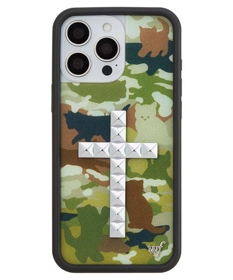 Stud Cross Cat Camo iPhone Case