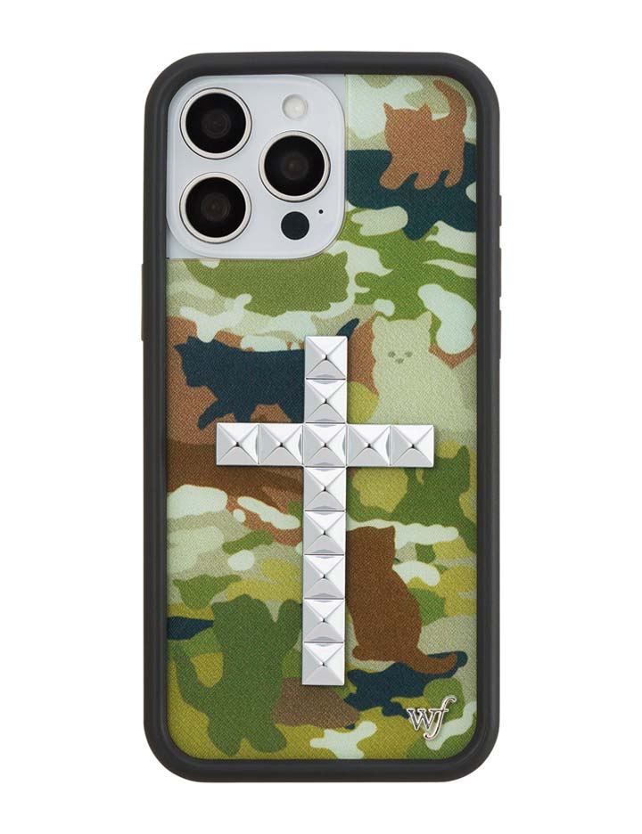 Stud Cross Cat Camo iPhone Case