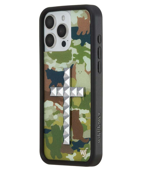 Stud Cross Cat Camo iPhone Case