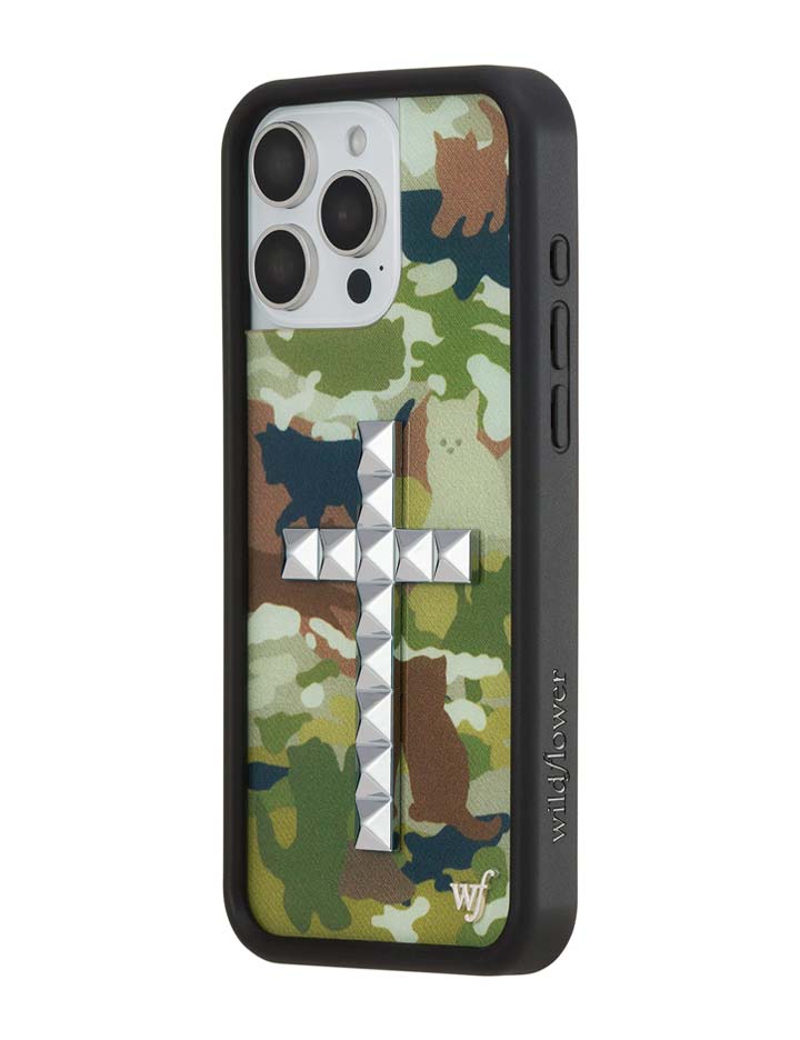 Stud Cross Cat Camo iPhone Case