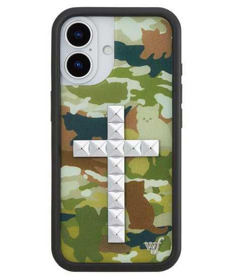 Stud Cross Cat Camo iPhone Case