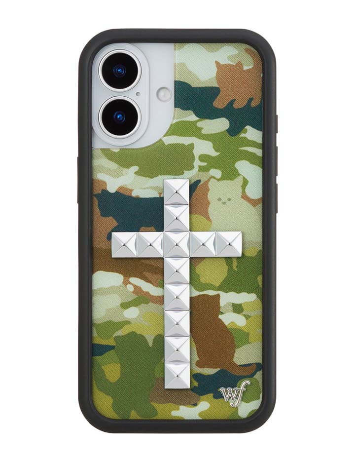Stud Cross Cat Camo iPhone Case