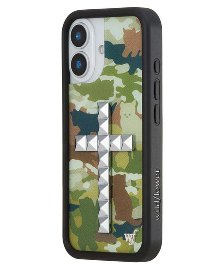 Stud Cross Cat Camo iPhone Case