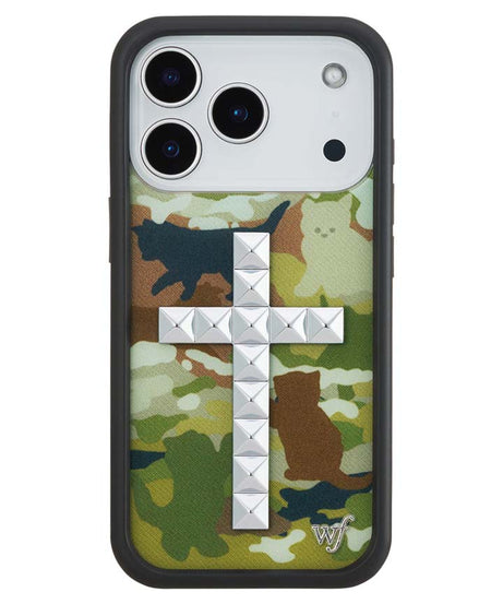 Stud Cross Cat Camo iPhone Case
