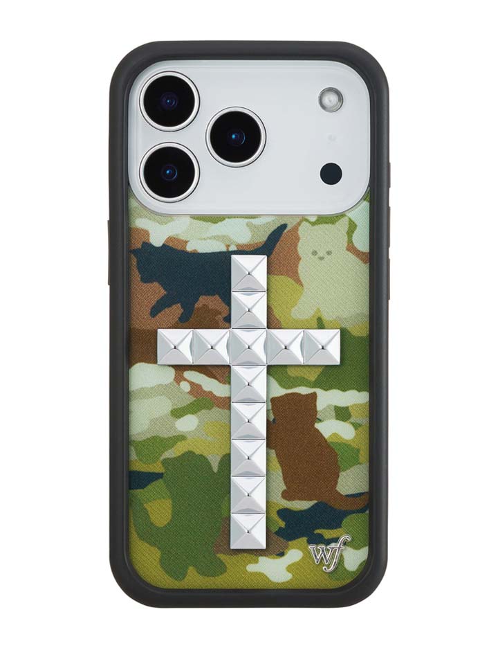 Stud Cross Cat Camo iPhone Case