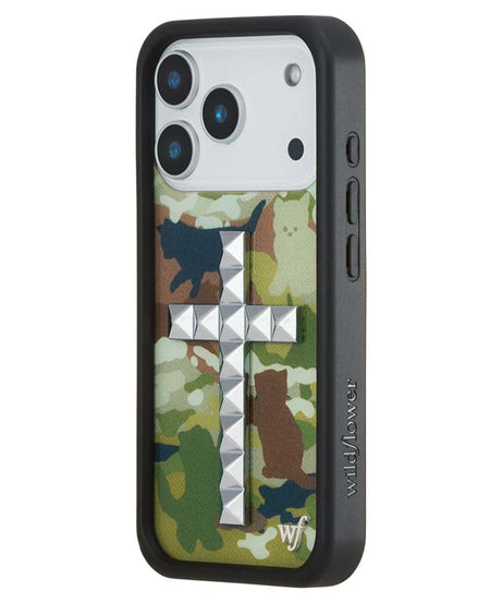 Stud Cross Cat Camo iPhone Case