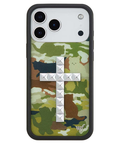 Stud Cross Cat Camo iPhone Case