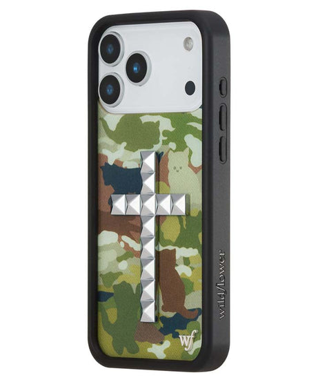 Stud Cross Cat Camo iPhone Case
