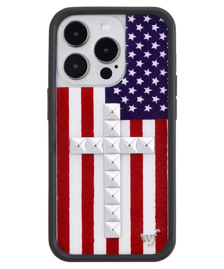 Stud Cross American Flag iPhone Case