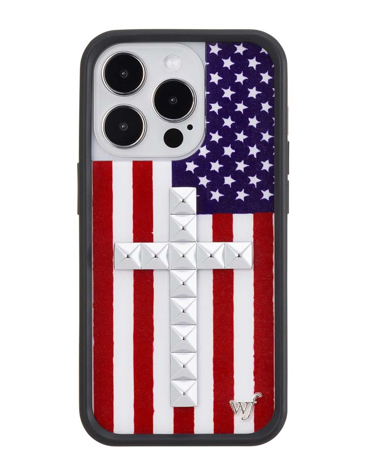 Stud Cross American Flag iPhone Case