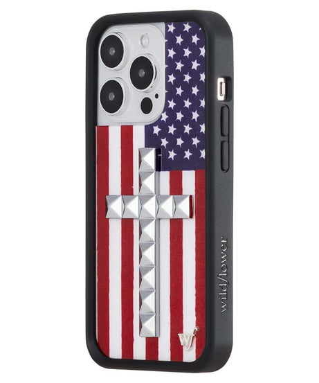 Stud Cross American Flag iPhone Case