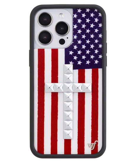 Stud Cross American Flag iPhone Case