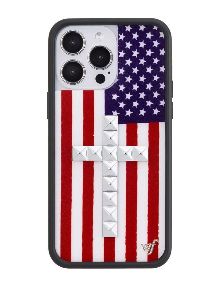 Stud Cross American Flag iPhone Case