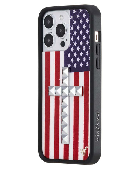 Stud Cross American Flag iPhone Case
