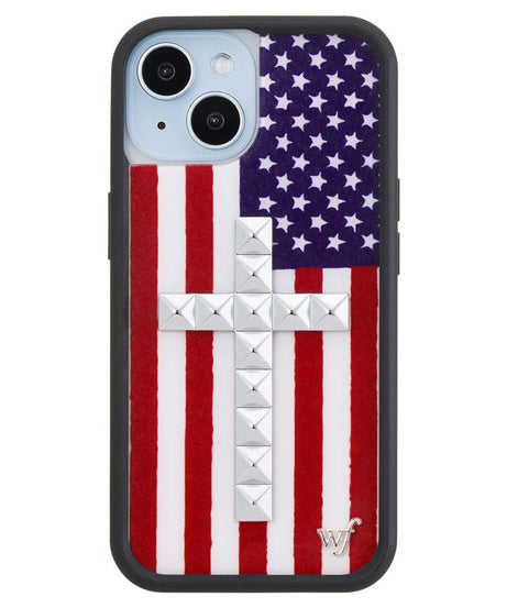Stud Cross American Flag iPhone Case
