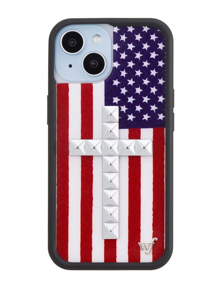 Stud Cross American Flag iPhone Case