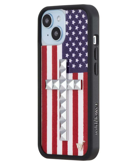 Stud Cross American Flag iPhone Case