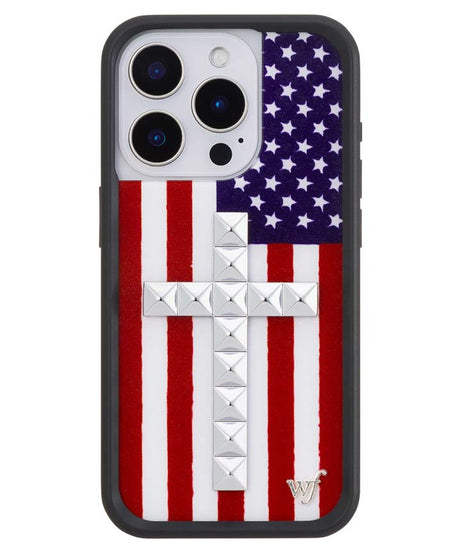 Stud Cross American Flag iPhone Case