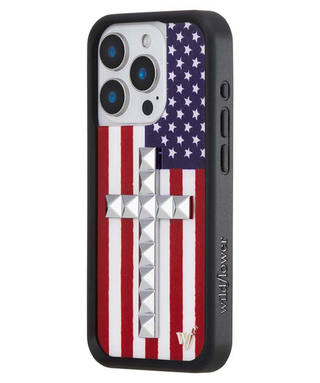 Stud Cross American Flag iPhone Case