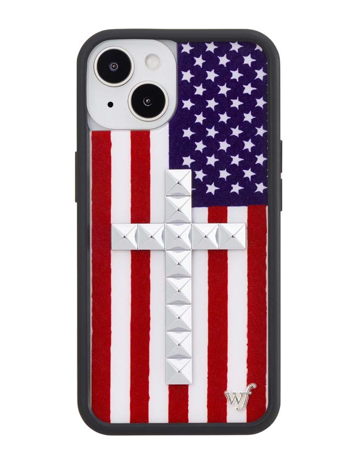 Stud Cross American Flag iPhone Case