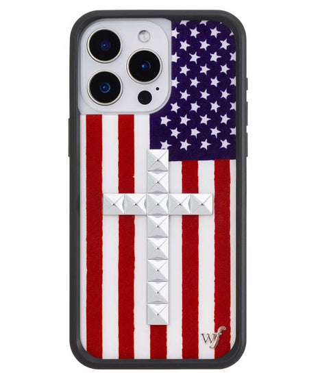Stud Cross American Flag iPhone Case