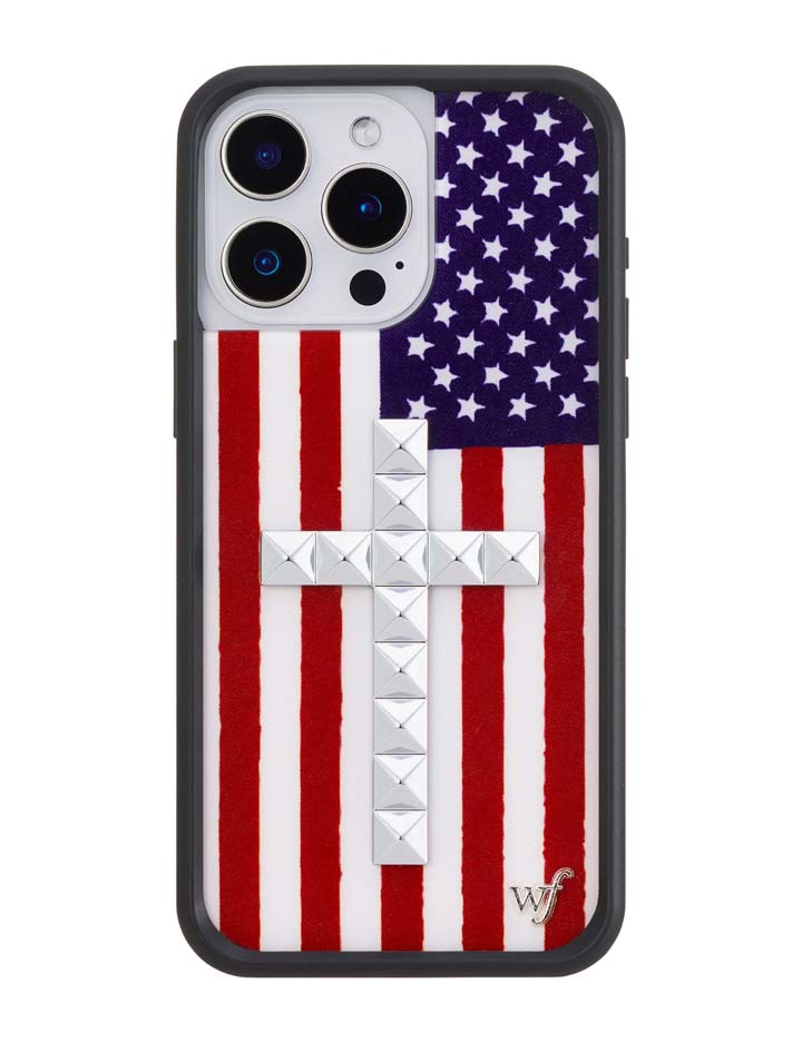 Stud Cross American Flag iPhone Case